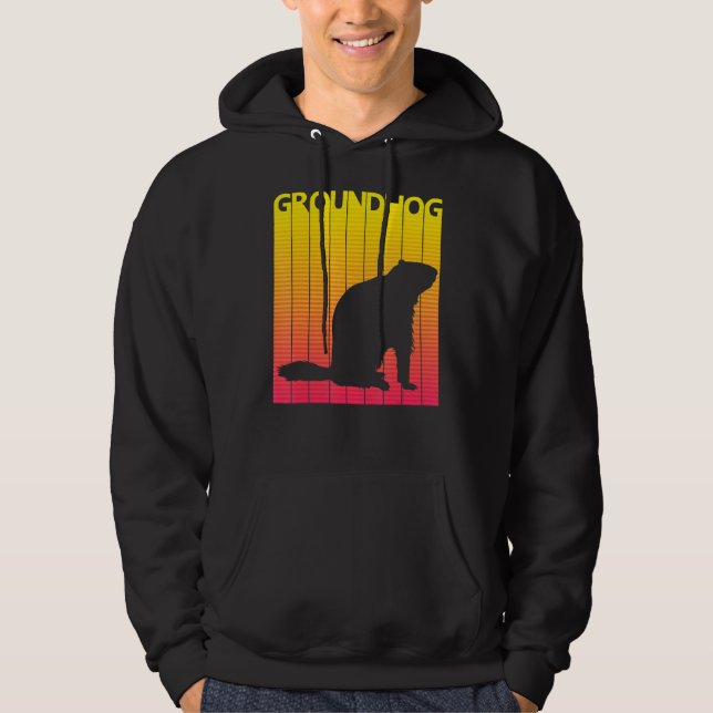 Groundhog Animal Retro Costume Hoodie (Front)