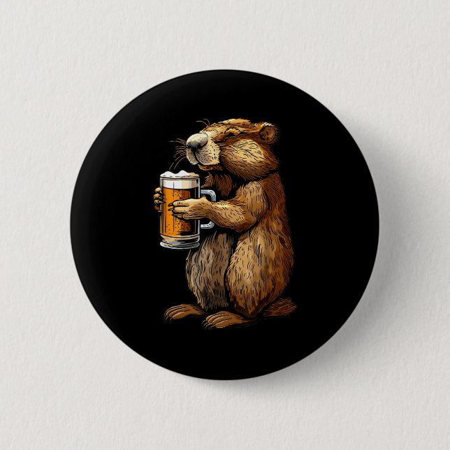 Groundhog Beer  6 Cm Round Badge (Front)