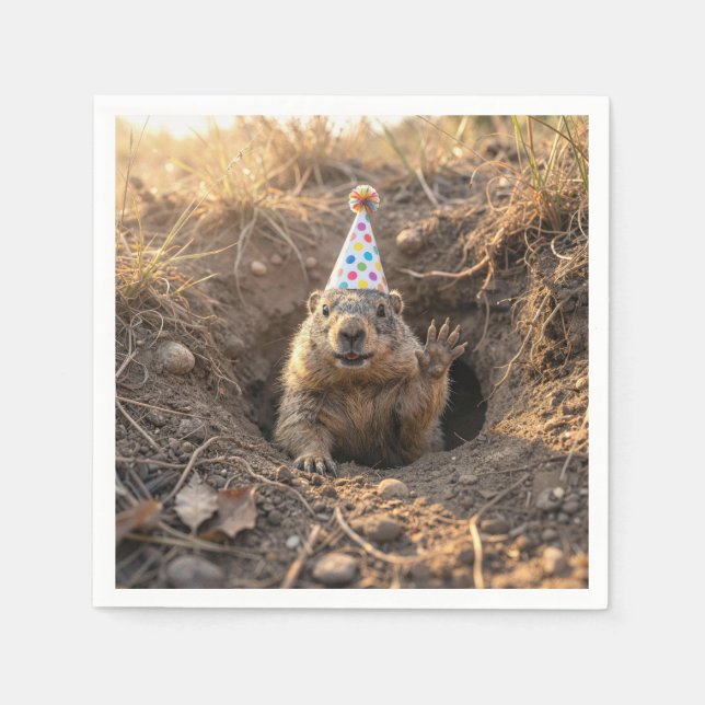 Groundhog Birthday Party Hat Napkin (Front)