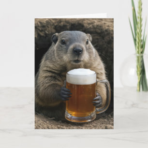 Groundhog Birthday With Beer Mug Card