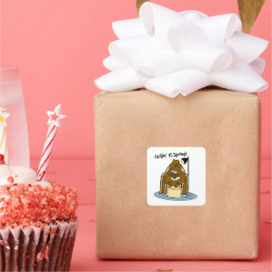 Groundhog Bookworm Waits for Spring Square Sticker