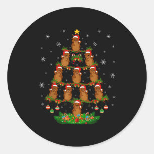 Groundhog Christmas Tree Funny Xmas Lover  Classic Round Sticker