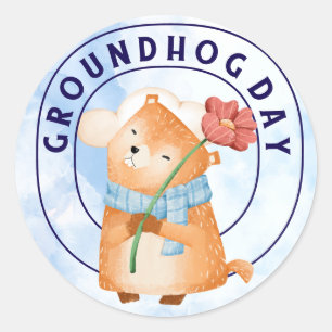 Groundhog classic round sticker