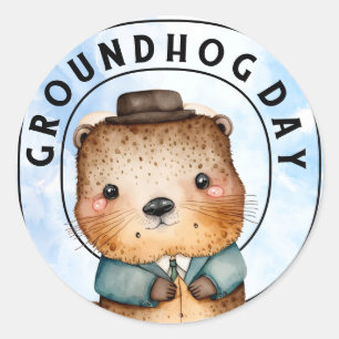 Groundhog  classic round sticker