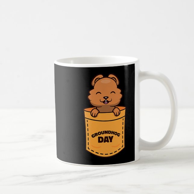 Groundhog Day 2023 Pocket Meme Funny Groundhog Lov Coffee Mug (Right)