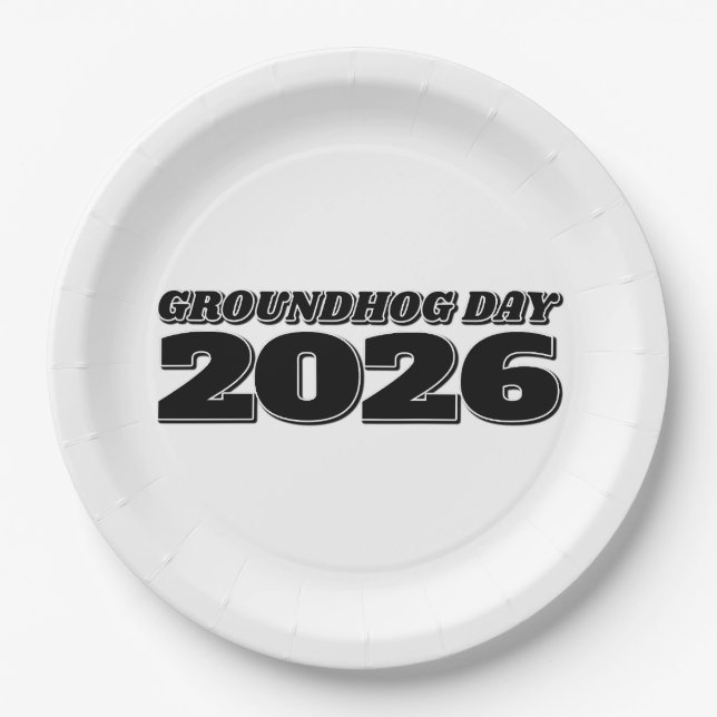 Groundhog Day 2026 Paper Plate (Front)