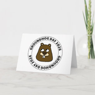Groundhog Day 2026 with Groundhog face Card