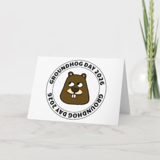 Groundhog Day 2026 with Groundhog face Card