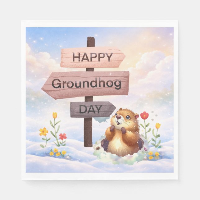 Groundhog day 22 February  Napkin (Front)