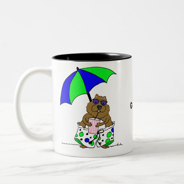 Groundhog Day | Beach Umbrella Two-Tone Coffee Mug (Left)