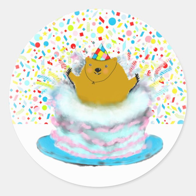 Groundhog Day Birthday Classic Round Sticker (Front)
