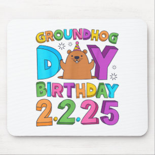 Groundhog Day Birthday Party Hat Retro 60s 70s 80s Mouse Pad