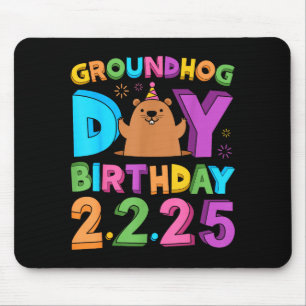 Groundhog Day Birthday Party Hat Retro 60s 70s 80s Mouse Pad