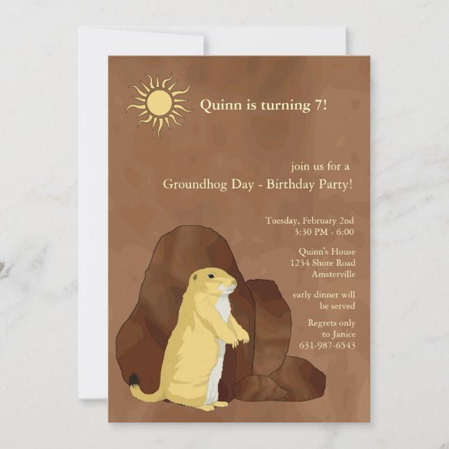 Groundhog Day Birthday Party Invitation (Front)