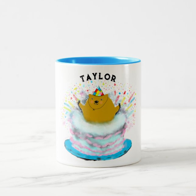 Groundhog Day Birthday Two-Tone Coffee Mug (Center)