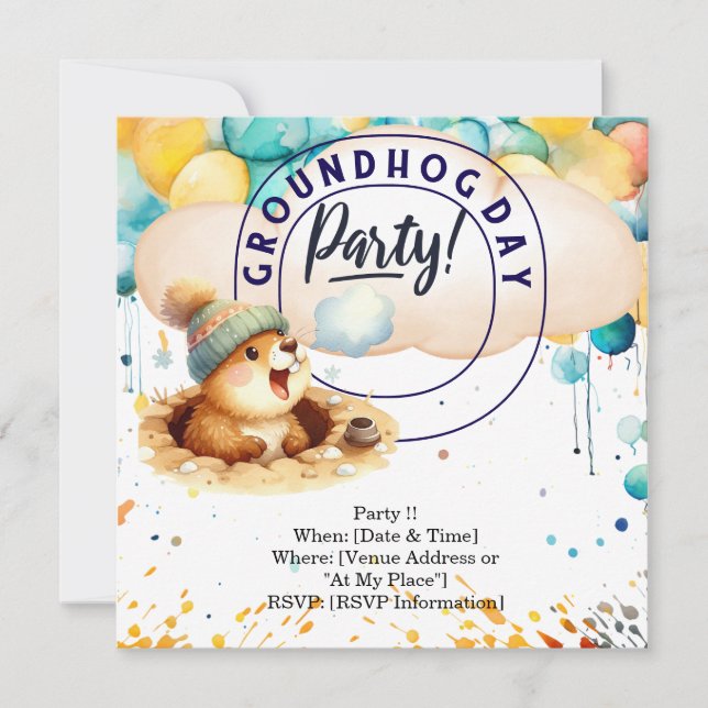 Groundhog Day Celebrate with Fun Save The Date (Front)