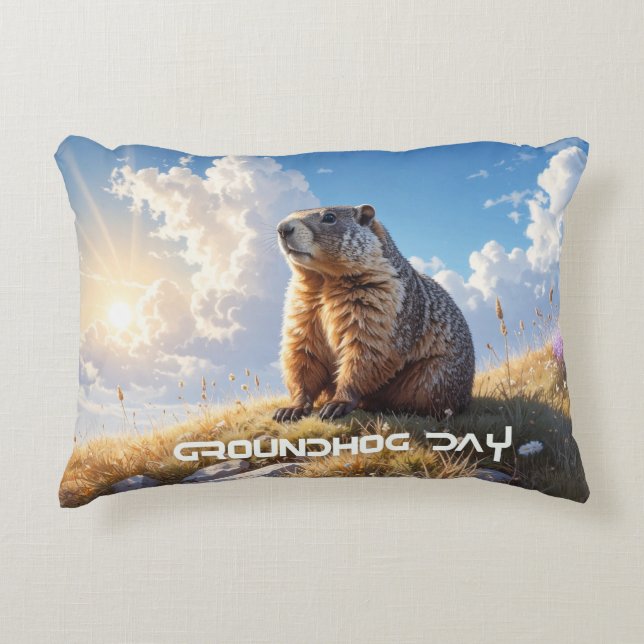 GROUNDHOG DAY DECORATIVE CUSHION (Front)