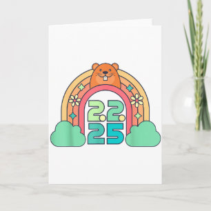 Groundhog Day February 2 2025 Women Retro Rainbow Card