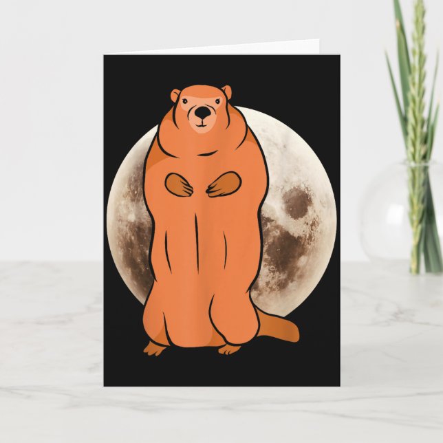 Groundhog Day Full Moon Groundhog _2  Card (Front)