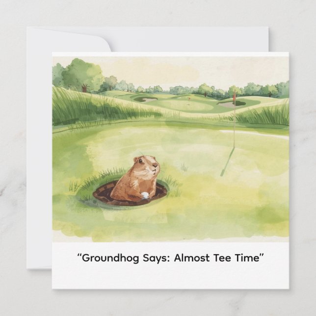 Groundhog Day Golfer Winter Golf Holiday Card (Front)
