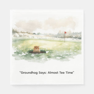 Groundhog Day Golfer Winter Golf Holiday Napkin