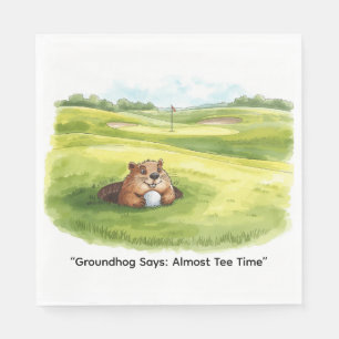 Groundhog Day Golfer Winter Golf Holiday Napkin