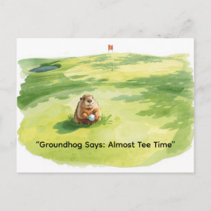 Groundhog Day Golfer Winter Golf Holiday Postcard