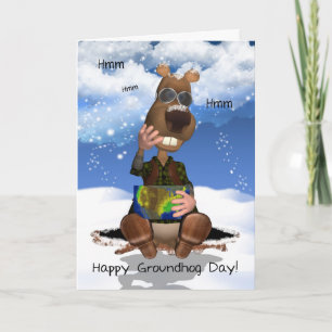 Groundhog Day Greeting Card Groundhog Thinking
