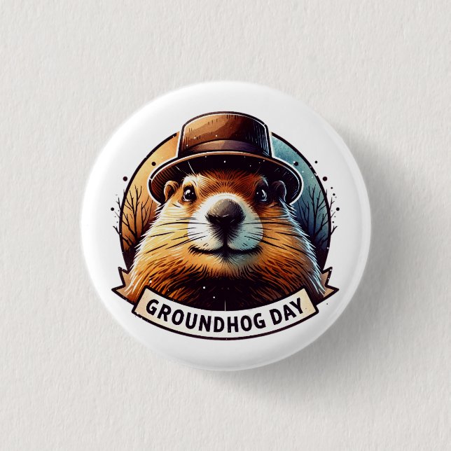 Groundhog Day, Groundhog,  3 Cm Round Badge (Front)