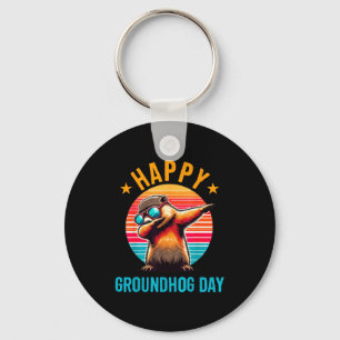 Groundhog Day Happy Dabbing Ground Hog Kids Funny  Key Ring