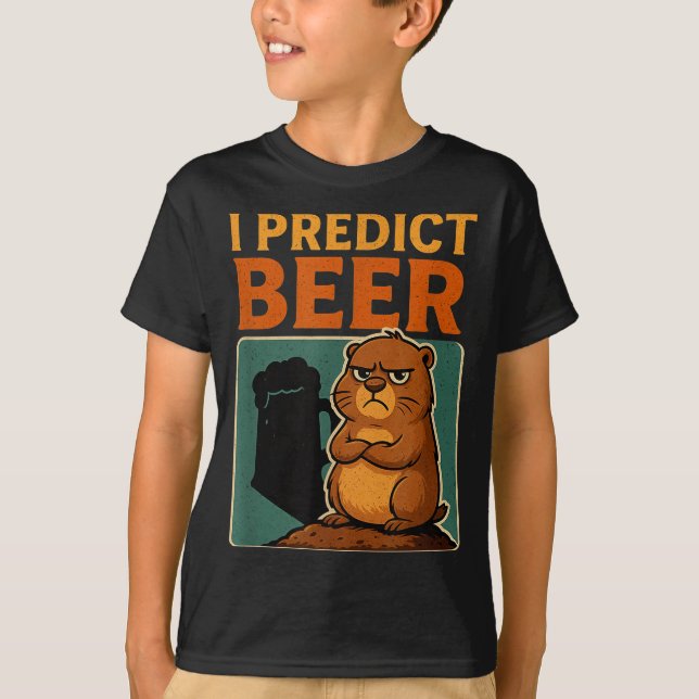 Groundhog Day I Predict Beer Grumpy Groundhog Humo T-Shirt (Front)