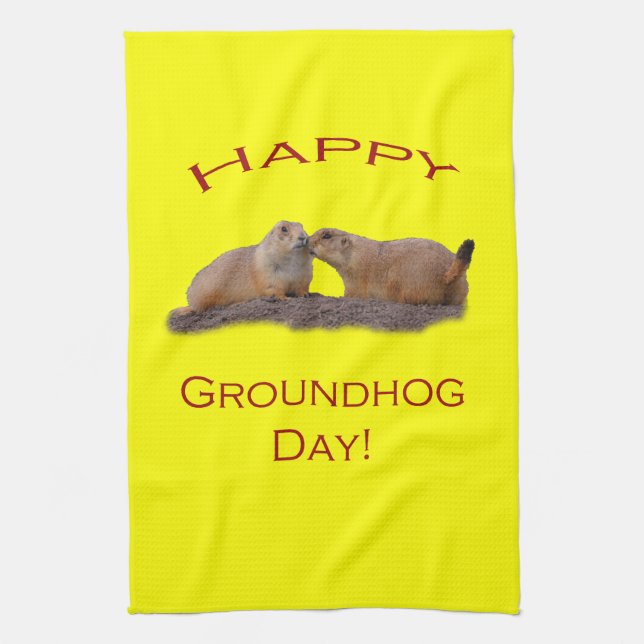 Groundhog Day Kiss Tea Towel (Vertical)