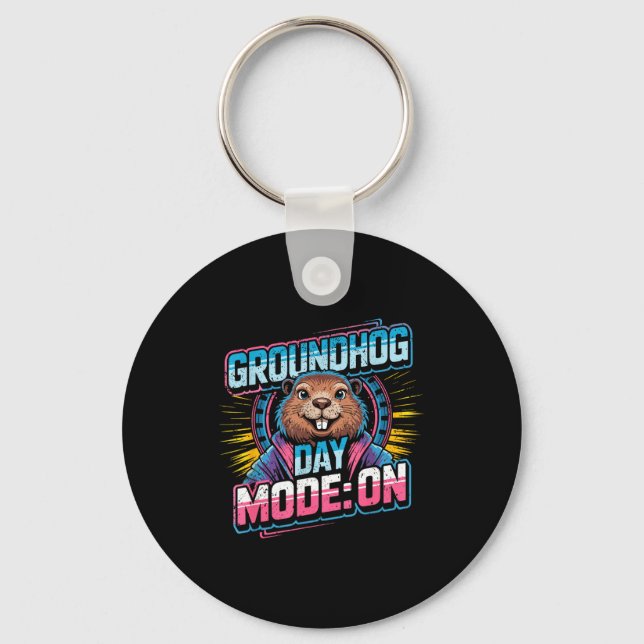 Groundhog Day Mode On Funny Weather Prediction  Key Ring (Front)