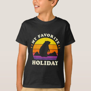 Groundhog Day My Favorite Holiday Funny Retro Vint T-Shirt