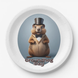 Groundhog Day Paper Plate