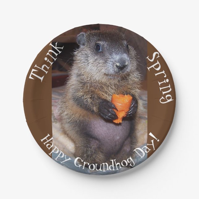 Groundhog Day Paper Plates (Front)