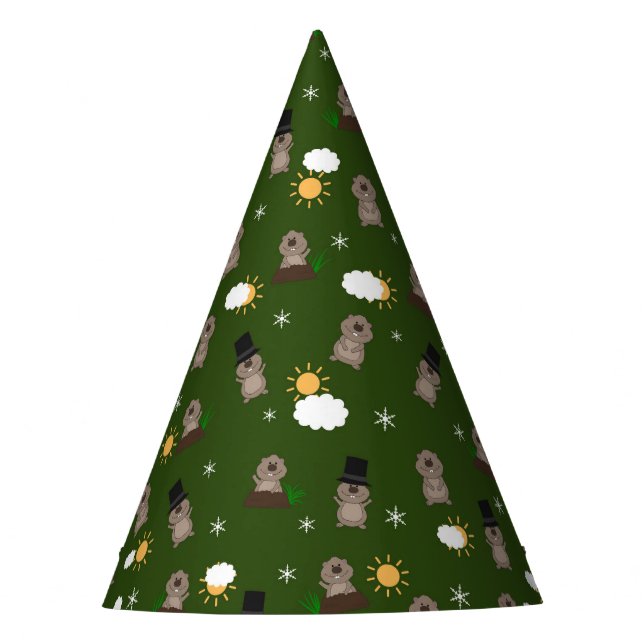 Groundhog Day Pattern Party Hat (Front)