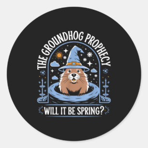 Groundhog Day Pun Meteorology Sarcasm Funny Women Classic Round Sticker