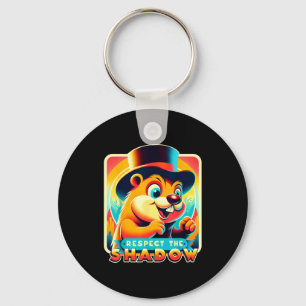 Groundhog Day Respect The Shadow Funny Humor  Key Ring