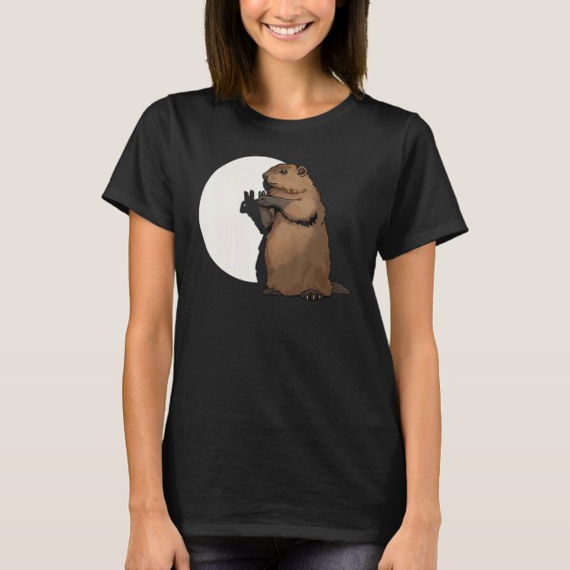 Groundhog Day Shadow Puppet Funny T-Shirt (Front)
