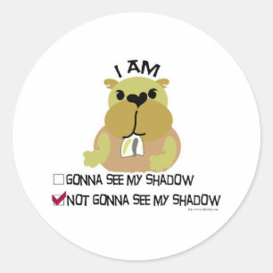 Groundhog day vote no shadow classic round sticker
