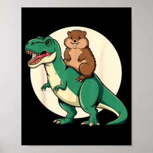 Groundhog Dinosaur T-rex Funny Humor Animal Ground Poster
