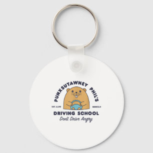 Groundhog Driving School Funny Men Women Retro Rod Key Ring