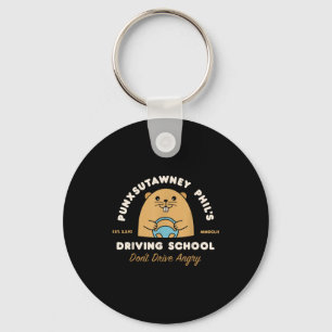 Groundhog Driving School Funny Men Women Retro Rod Key Ring