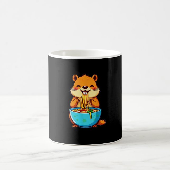 Groundhog Eating Ramen Happy Groundhog Day Coffee Mug (Center)