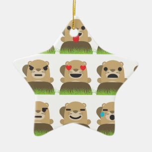 groundhog emojis ceramic tree decoration