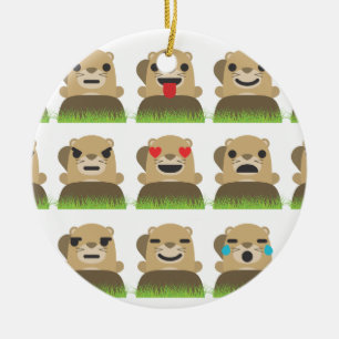 groundhog emojis ceramic tree decoration
