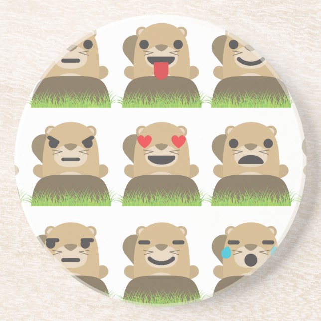 groundhog emojis coaster (Front)