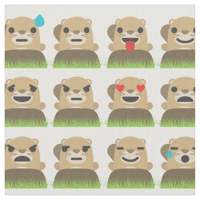 groundhog emojis fabric (Close Up)