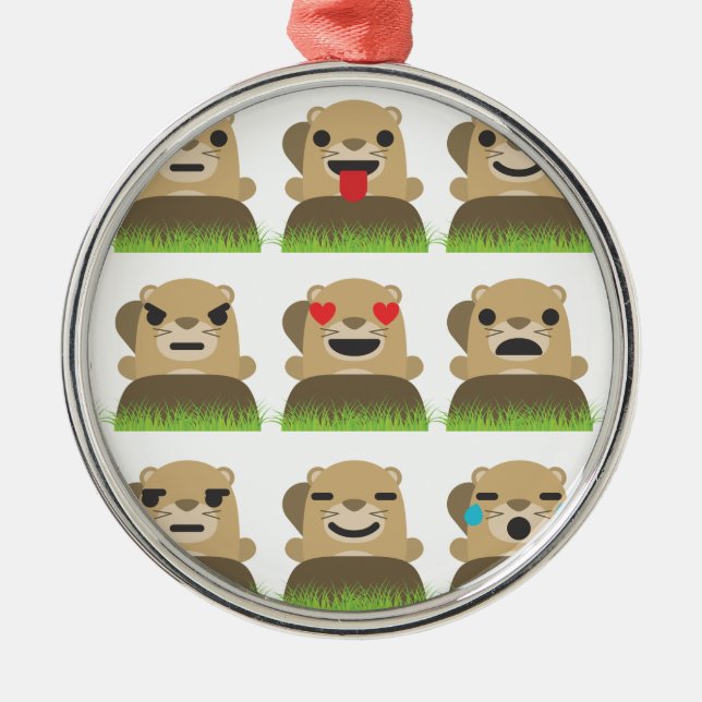 groundhog emojis metal tree decoration (Front)